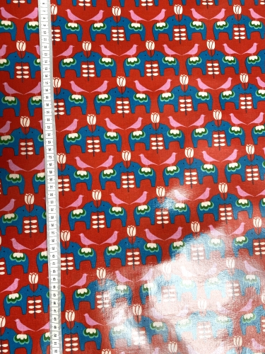 Preview: Mees&Mees für Kokka - Wachstuch - Dala Love - Rot