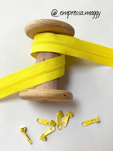 Endlosreißverschluss - Band 3 mm - Gelb + 4 Zipper