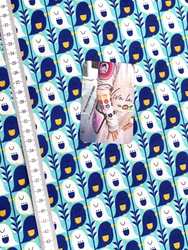 Preview: Mees&Mees für Kokka - Canvas - Cute Bird - Türkis