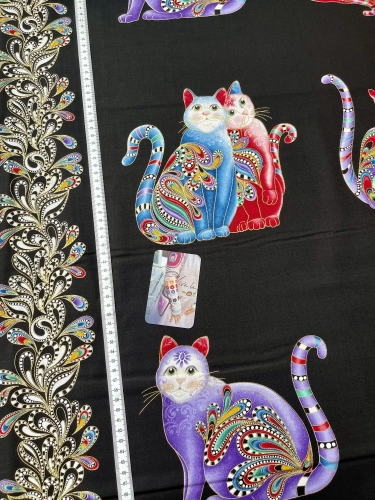 Patchwork Baumwolle - Cat-i-tude 2 - Schwarz