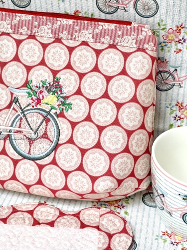 Täschchen - Fahrrad - Tilda Old Rose Dots