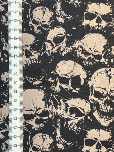 Preview: Baumwolle - Skull - Schwarz - Reststück ca 62cm