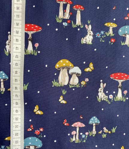 Preview: Baumwolle  POPLINE -  MUSHROOM VILLAGE - NAVY