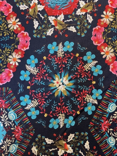 Baumwolle Patchwork - Odile Bailloeul - Land Art 2 - Hexagon Blau