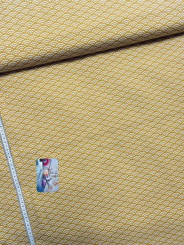 Preview: Baumwolle Swafing - Muscheln - Senfgelb - Reststück ca. 65 cm