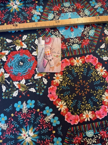 Baumwolle Patchwork - Odile Bailloeul - Land Art 2 - Hexagon Blau