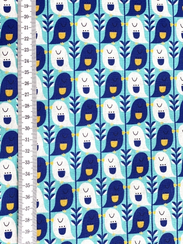 Preview: Mees&Mees für Kokka - Canvas - Cute Bird - Türkis