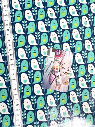 Preview: Mees&Mees für Kokka - Wachstuch - Cute Bird - Mint