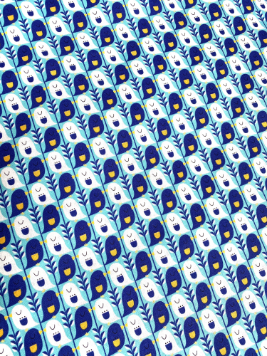 Mees&Mees für Kokka - Canvas - Cute Bird - Türkis