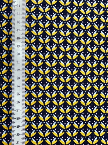 Beschichtete Baumwolle - Grafikblümlis - Blau