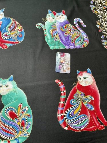 Patchwork Baumwolle - Cat-i-tude 2 - Schwarz