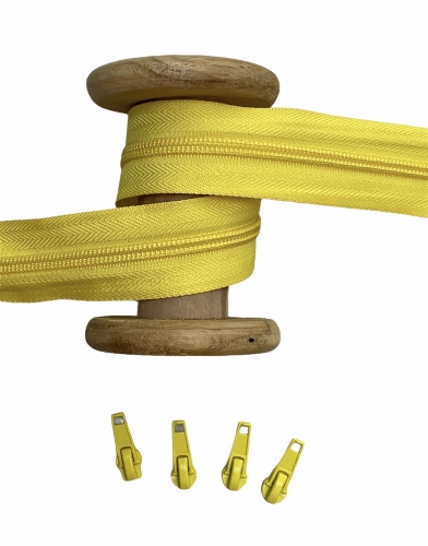 Endlosreißverschluss - Band 5 mm -  + 4 Zipper - Zitrus