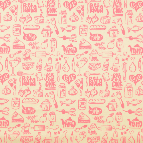 Preview: Organic Baumwolle Druck Hamburger Liebe - In my Kitchen - Menu - Rosa