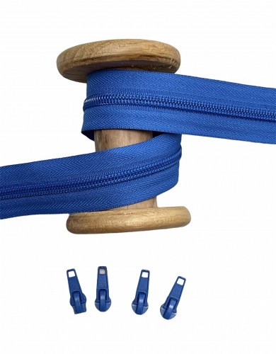 Endlosreißverschluss - Band 5 mm -  + 4 Zipper - Royal