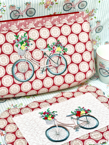 Täschchen - Fahrrad - Tilda Old Rose Dots