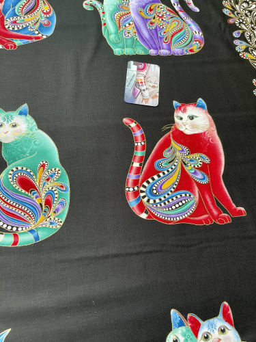 Patchwork Baumwolle - Cat-i-tude 2 - Schwarz