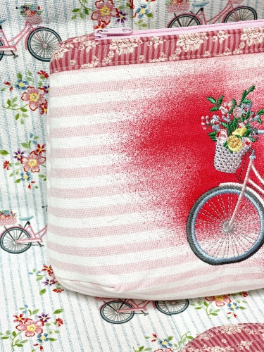 Täschchen - Fahrrad - Streifen Rosa