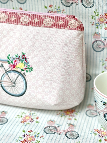 Preview: Täschchen - Fahrrad - Blümchen Rosa