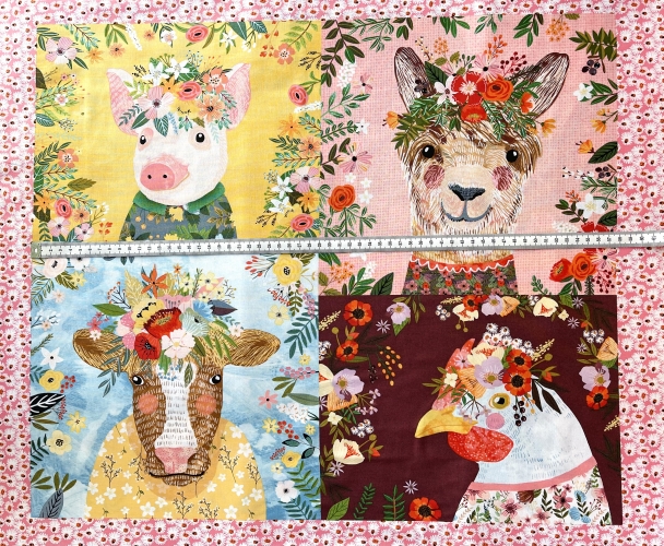 Patchwork Baumwolle - Panel Boho Farm Pets