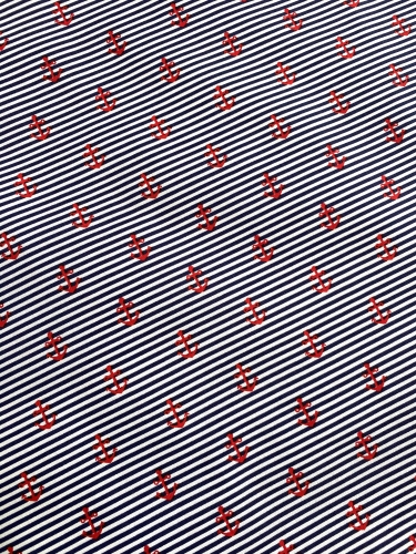 Baumwolle - Rote Anker - Blau