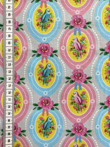 Baumwolle Digital Fiona Hewitt - Candy Bird - grau