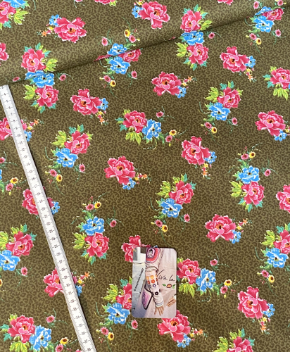 Preview: Baumwoll Popeline Peonia - Olive