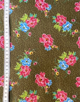 Preview: Baumwoll Popeline Peonia - Olive