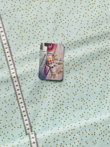 Preview: Rico Design - Baumwolle - Triangles - Mint/Gold