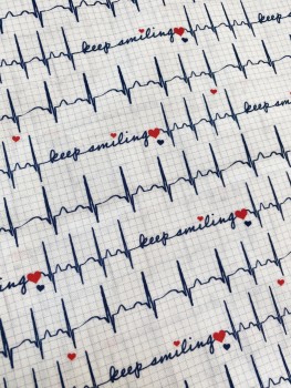 Baumwolle EKG Keep Smiling - Weiß