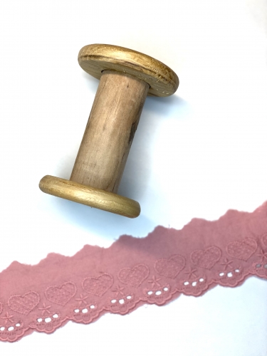 Broderie Spitze Band - 5 cm - Herzen - Altrosa - Reststück ca. 170 cm