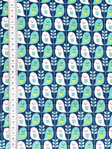 Preview: Mees&Mees für Kokka - Canvas - Cute Birds - Mint