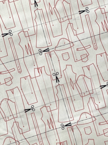 Baumwolle Schnittmuster - Naturweiß - Reststück ca. 110 cm