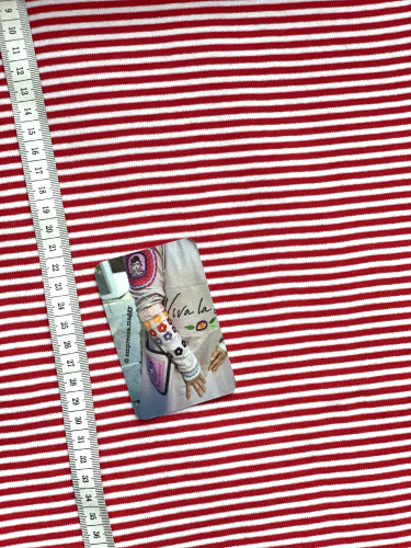 Bündchen Schlauchware - Swafing - Streifen 3 mm - Rot/Weiß