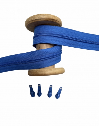 Endlosreißverschluss - Band 5 mm -  + 4 Zipper - Royal