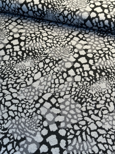 Jacquard - Jersey Swafing - Safari - Leo Schwarz/Grau - Reststück ca.140 cm