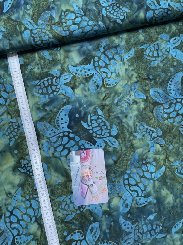Baumwolle Patchwork - Batik - Turtles - Türkis