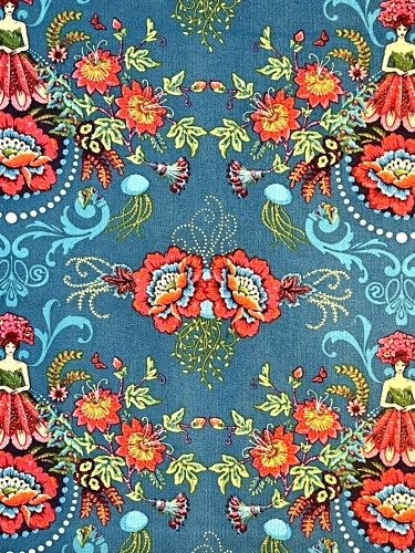 Baumwolle Patchwork - Odile Bailloeul - Mini Flower Fairies - Blue
