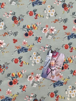 Beschichtete Baumwolle - BLÜMCHEN - Mint