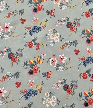 Beschichtete Baumwolle - BLÜMCHEN - Mint