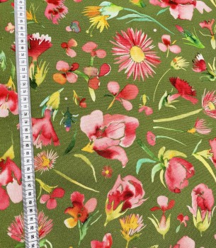 Preview: Canvas Digital Blumen - Grün