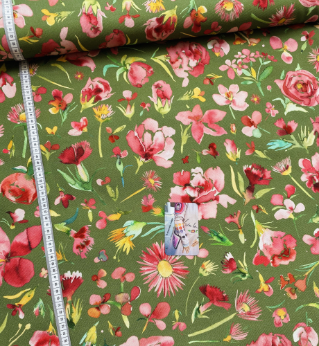 Preview: Canvas Digital Blumen - Grün