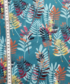 Preview: Canvas Digital Blätter - petrol - Reststück ca 130 cm