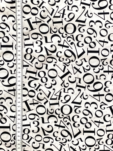 Preview: Baumwolle Zahlen - Schwarz/Naturweiß