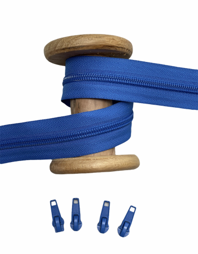 Endlosreißverschluss - Band 5 mm -  + 4 Zipper - Royal