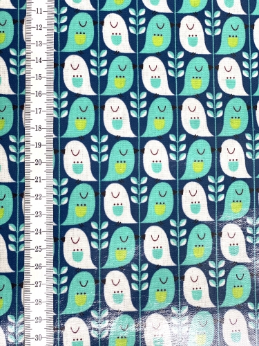 Preview: Mees&Mees für Kokka - Wachstuch - Cute Bird - Mint