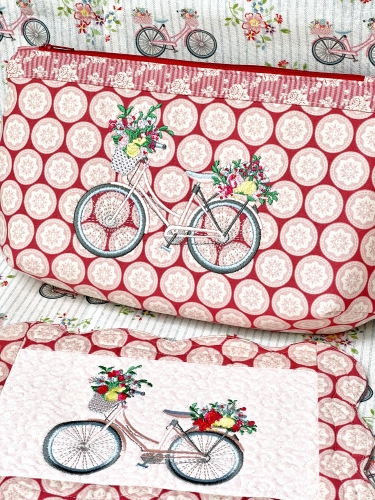 Täschchen - Fahrrad - Tilda Old Rose Dots