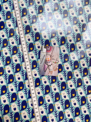 Preview: Mees&Mees für Kokka - Wachstuch - Cute Bird - Türkis