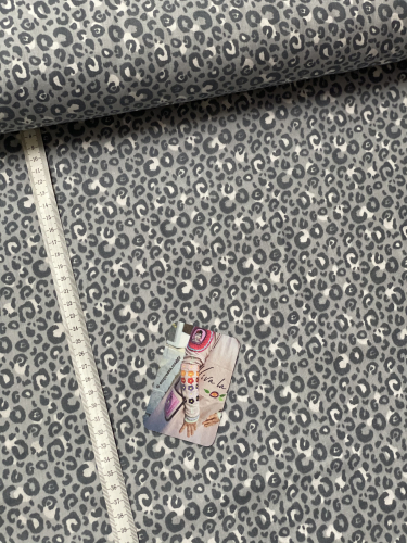 Preview: Musselin Baumwolle Panther - Grau