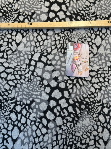Jacquard - Jersey Swafing - Safari - Leo Schwarz/Grau - Reststück ca.140 cm