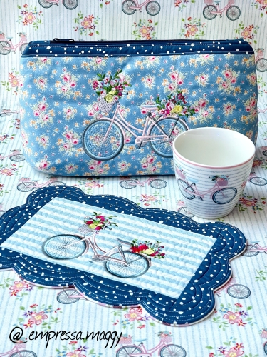 Täschchen - Fahrrad - Tilda-Blümchen
